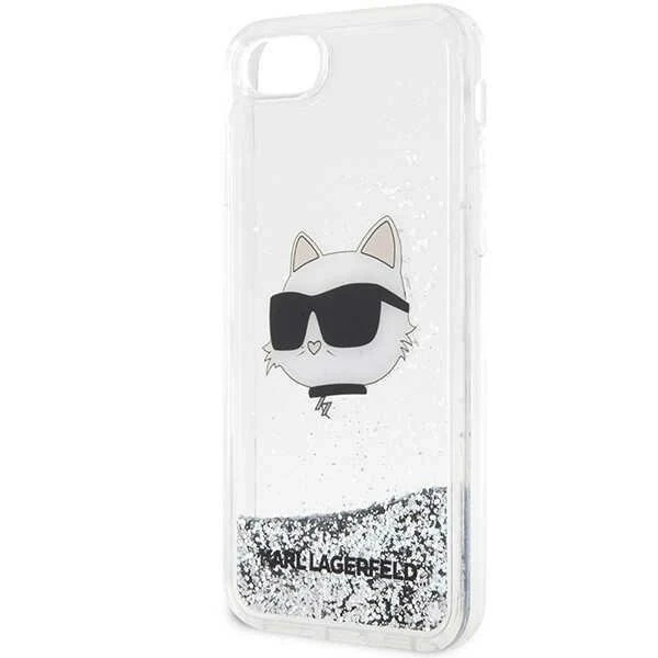 Handyschutzhülle Karl Lagerfeld KLHCI8LNCHCS für Apple iPhone 7/8/ SE 2020/2022 silber/silber Hardcase Glitter Choupette Head