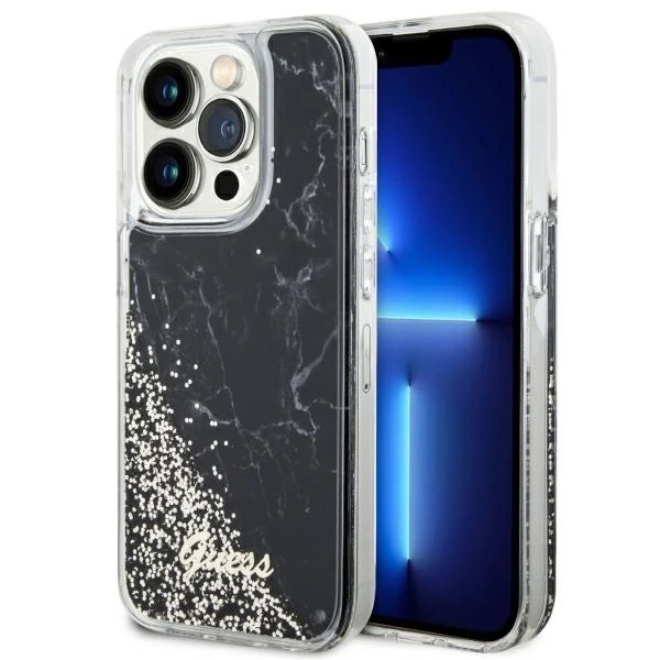 Etui Guess GUHCP14LLCSGSGK für iPhone 14 Pro 6,1" Hardcase Liquid Glitter Marble