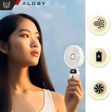 Fan fan handheld desk fan Alogy wireless portable standing with phone stand white