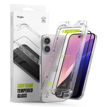 Ringke Easy Slide Tempered Glass 2-pack for iPhone 15 / 16 Black