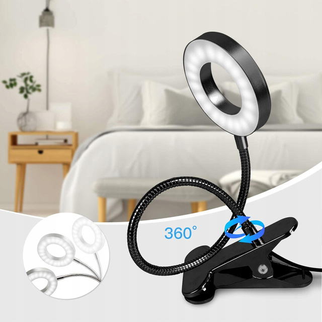 Lamp flexible ring lamp Alogy clip ring for desk flexible universal remote control USB Black