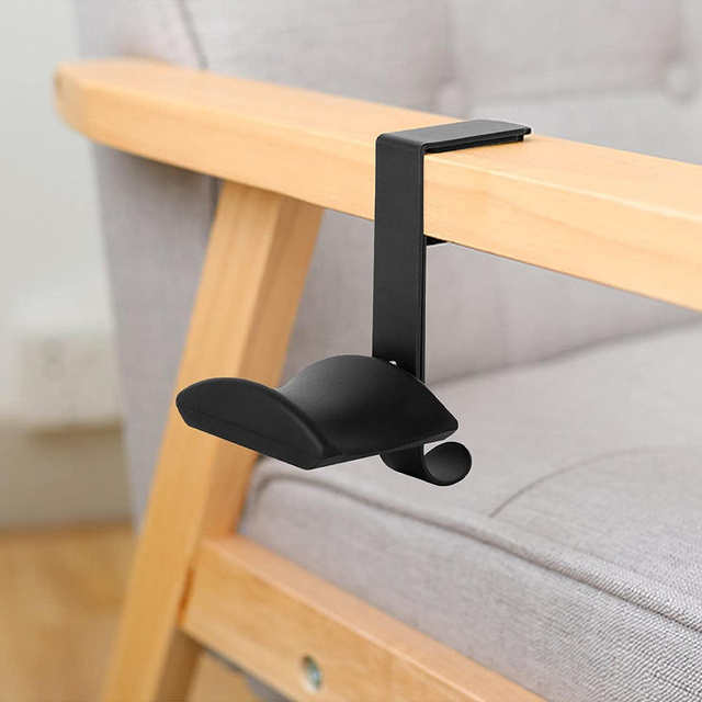 Універсальний тримач, вішалка, гачок для навушників Alogy на парту, стільницю Black