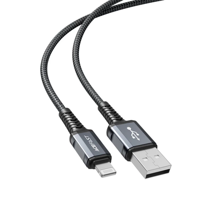 Acefast kabel MFI USB - Lightning 1,2m, 2,4A szary (C1-02 deep space gray)