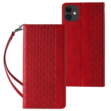Magnet Strap Case case for iPhone 12 wallet case mini lanyard pendant red
