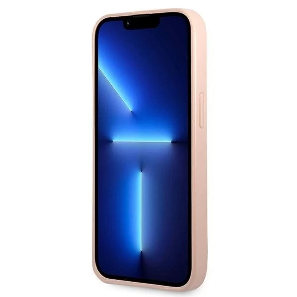 Guess GUHCP13SPSATLP iPhone 13 mini 5,4" růžové / růžové pevné pouzdro SaffianoTriangle Logo