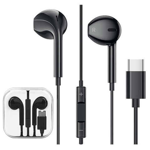 Vega Colors EarPods USB-C Typ C NEU CHIP Kabelgebundene Kopfhörer Schwarz