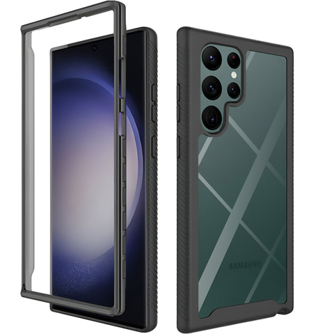 Pouzdro pro Samsung Galaxy S24 Ultra Armored Cover Hydrogel Screen Film Case 360 ​​​​Defense Pro Black