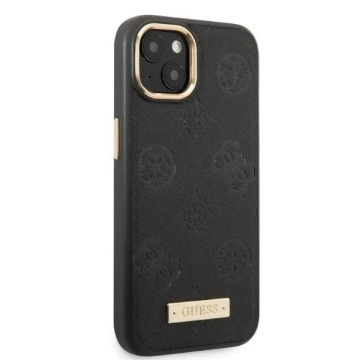Etui Guess GUHMP13MSAPSTK do Apple iPhone 13 6,1" čierny/čierny pevný obal Peony Logo Plate MagSafe