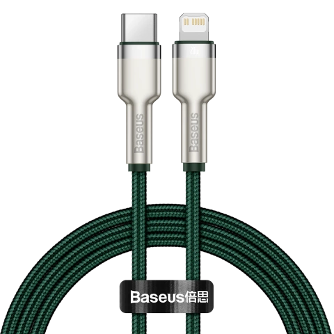 Kábel USB-C na Lightning Baseus Cafule, PD, 20W, 1m (zelený)