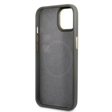 Etui Guess GUHMP13MSAPSTG do Apple iPhone 13 6,1" szary/šedé pevné pouzdro Peony Logo Plate MagSafe