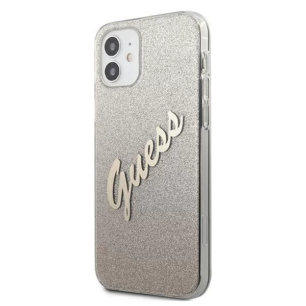 Guess GUHCP12SPCUGLSGO iPhone 12 mini 5,4" złoty/золотий жорсткий чохол Glitter Gradient Script
