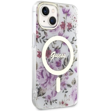 Pevné puzdro Etui Guess GUHMP14SHCFWST na iPhone 14 6,1" Flower MagSafe