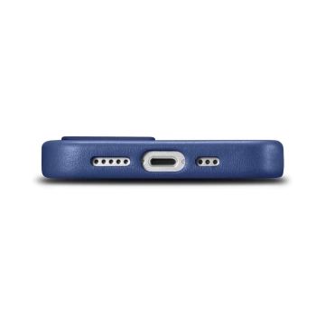 iCarer Case Leder Echtleder Handyhülle für iPhone 14 Plus Blau (MagSafe kompatibel)