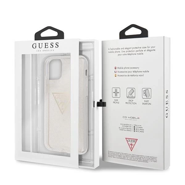 Guess GUHCN58SGTLGO iPhone 11 Pro złoty/zlatý pevný obal Glitter Triangle