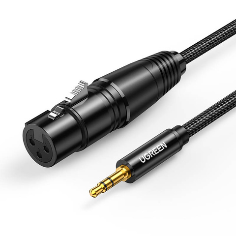 Аудіокабель AV182 UGREEN XLR гніздо на jack 3.5 male 2м чорний