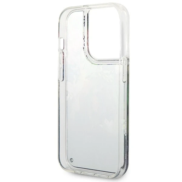 Etui Guess GUHCP14XLFLSB do Apple iPhone 14 Pro Max 6,7" černý/modrý pevný obal Flower Liquid Glitter