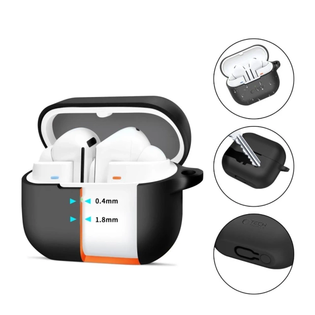 Silikonové ochranné pouzdro s háčkem pro Samsung Galaxy Buds 3 / 3 Pro Black