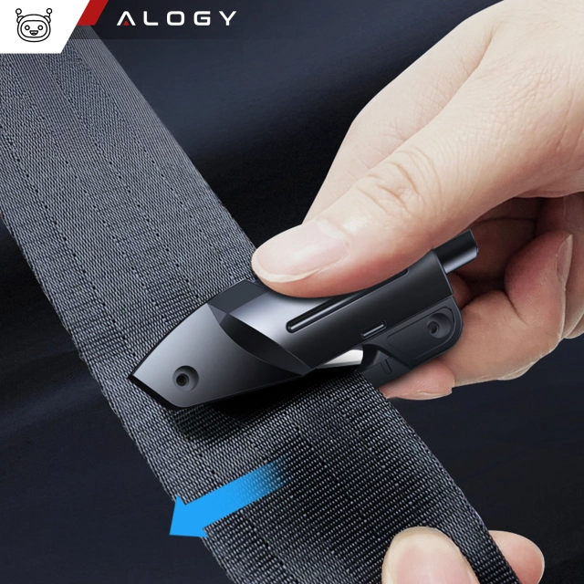 Alogy 2in1 Autosicherheitshammer, Fensterbrecher, Sicherheitsgurtmesser, Schwarz