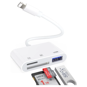 USB adaptér čítačky kariet Alogy SD TF s Lightning konektorom pre Apple iPhone iPad White