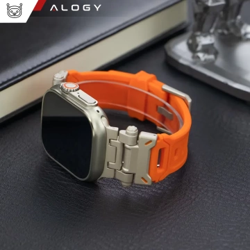 Pásek bransoleta Alogy Luxury Metal TPU Remienok pre Apple Watch 42/44/45/49 mm oranžový