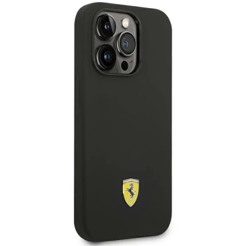 Чохол Ferrari iPhone 14 Pro 6.1" чорний/чорний жорсткий силіконовий металевий логотип