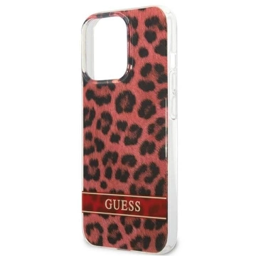 Guess GUHCP13LHSLEOR iPhone 13 Pro / 13 6,1" černý/červený pevný obal Leopard