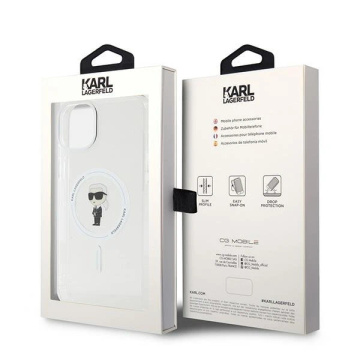 Etui Karl Lagerfeld KLHMP15MHFCKNOT na iPhone 15 Plus 6,7" priehľadné pevné puzdro IML Ikonik MagSafe