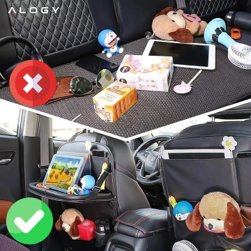 Organizér do auta, cestovní stolek, chránič autosedačky, zádová opěrka, sedák Alogy Black