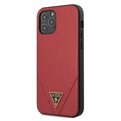 Guess GUHCP12LVSATMLRE iPhone 12 Pro Max 6,7" černý/červený pevný obal Saffiano