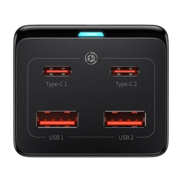 Wall charger / power strip Baseus GaN3 Pro 2x USB 2xUSB-C AC, 100W (black)
