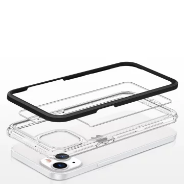 Прозорий чохол 3в1 для iPhone 13 mini гелева накладка з рамкою чорна