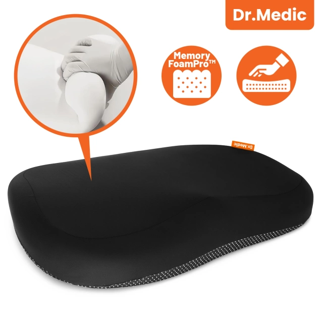 Poduszka na fotel DR.MEDIC ComfySeat™ Ergonomiczna siedzisko biurowe wsparcie kości ogonowej na krzesło do biura auta samochodu Czarna