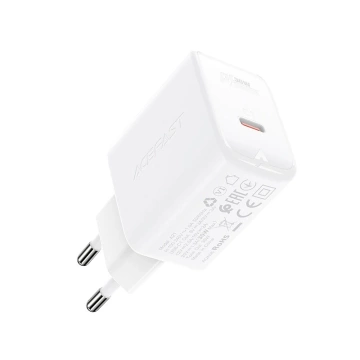 Acefast GaN 30W USB-C PD QC 3.0 White Wall Charger