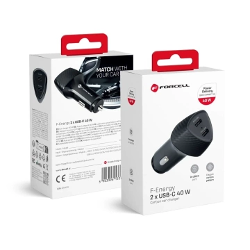 FORCELL F-ENERGY Carbon CC50-2C Autoladegerät 2 x Typ C PD 3A 40W