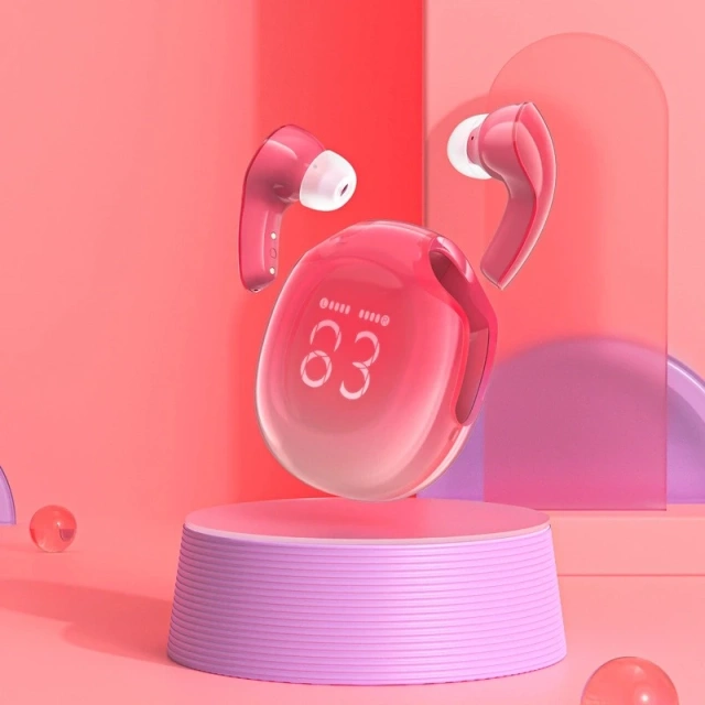 Acefast T9 Bluetooth 5.3 LED IPX4 Earphones – In-Ear, Red