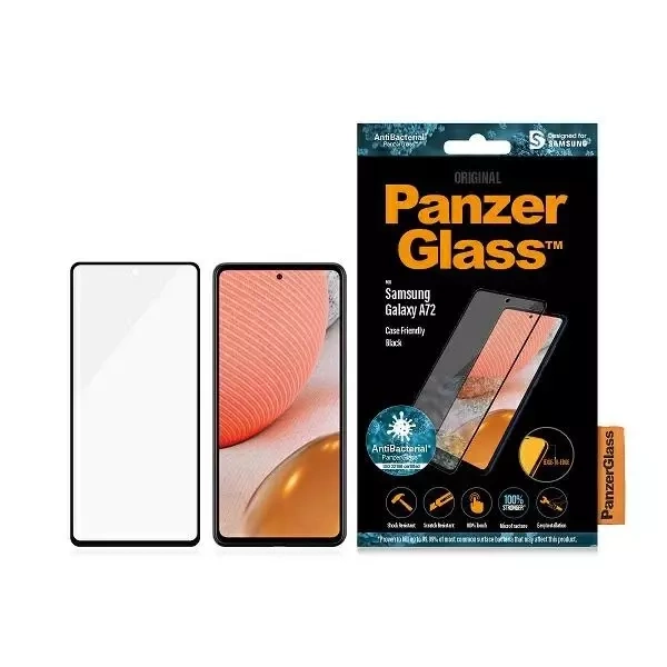 Mikrofrakčné sklo PanzerGlass E2E pre Sam A72 A725 Case Friendly AntiBacterial black/black