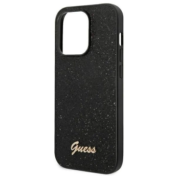 Etui Guess GUHCP14LHGGSHK pre Apple iPhone 14 Pro 6,1" čierne/čierne pevné puzdro Glitter Script