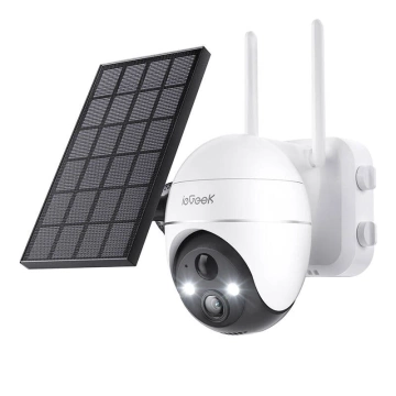 ieGeek Drahtlose WiFi-Außenkamera 5MP Weiß mit Solarpanel