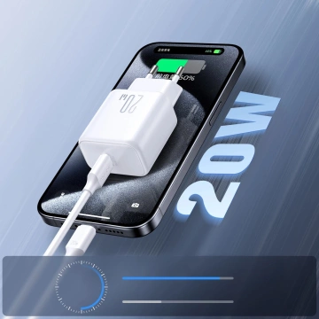 Joyroom USB-C PD 20W Network Charger - White USB-C / USB-C 1m Cable