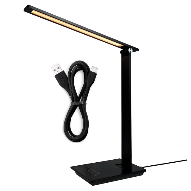 Alogy LED-Schreibtischlampe mit USB-Ladeanschluss, faltbar, Schwarz