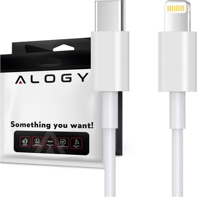 2 м USB-C до кабелю Lightning Alogy Fast Charge Кабель для зарядки iPhone 20 Вт білий