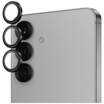 Tvrzené sklo pro Samsung Galaxy S25 PanzerGlass Hoops, ochranné kroužky pro fotoaparát, černé