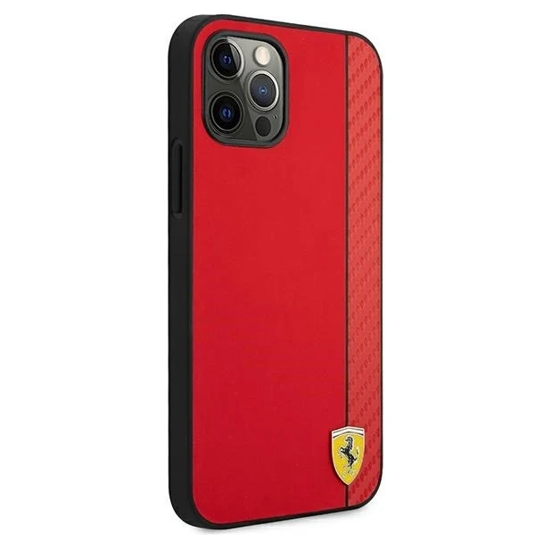 Ferrari iPhone 12 Pro Max 6,7" pouzdro červené/červené pevné pouzdro On Track Carbon Stripe