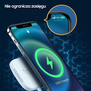 USAMS Indukční nabíječka US-CD159 magnetická W1 15W Extra tenký iPhone řady 12 bílá/bílá CD159DZ02