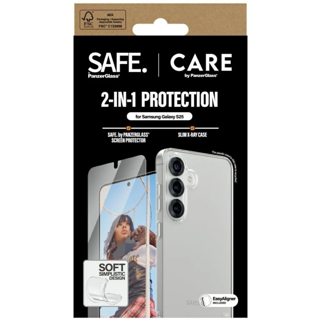 Комплект захисного скла CARE від PanzerGlass Fashion 2-в-1 для Samsung Galaxy S25