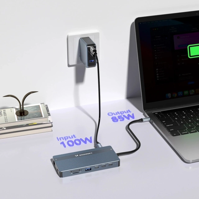 Hub USB-C 14w1 Wozinsky WDS03Y5S 3x 4K HDMI/DP 100W PD Szary