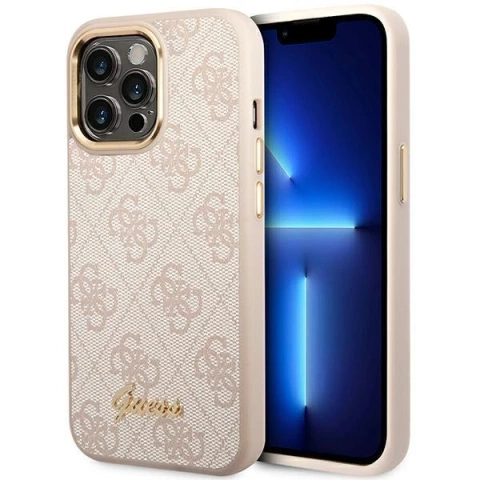 Etui Guess GUHCP14LHG4SHP для Apple iPhone 14 Pro 6,1" różowy/рожевий жорсткий чохол 4G Vintage Gold Logo