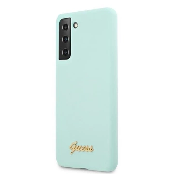 Guess GUHCS21MLSLMGLB S21  G996 niebieski/blue hardcase Silicone Script Metal Logo