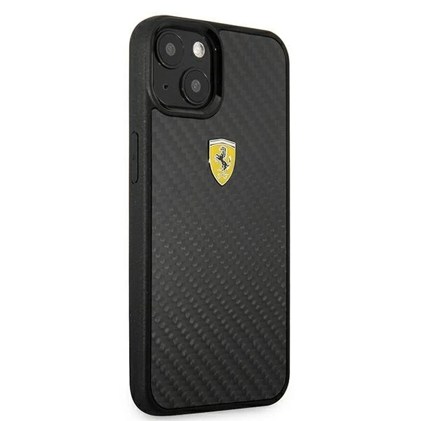 Ferrari iPhone 13 mini 5.4" Hülle schwarz/schwarz Hardcase On Track Real Carbon