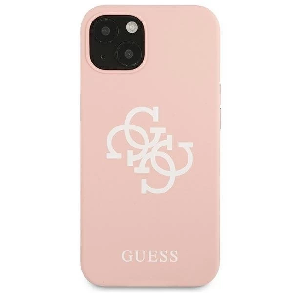 Guess GUHCP13SLS4GWPI iPhone 13 mini 5,4" różowy/ružové pevné puzdro Silikónové 4G logo